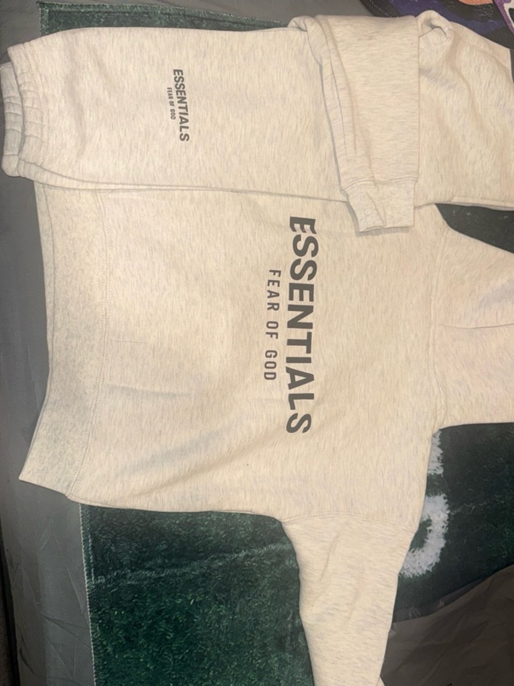 Essentials Kids Cream Pullover & Jogger Set with Logo